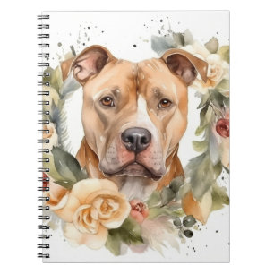 Carnet Couronne de Noël Pitbull Chien de fête
