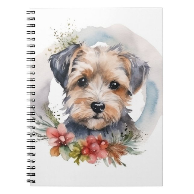 Carnet Couronne de Noël Yorkipoo Chien de fête (Devant)