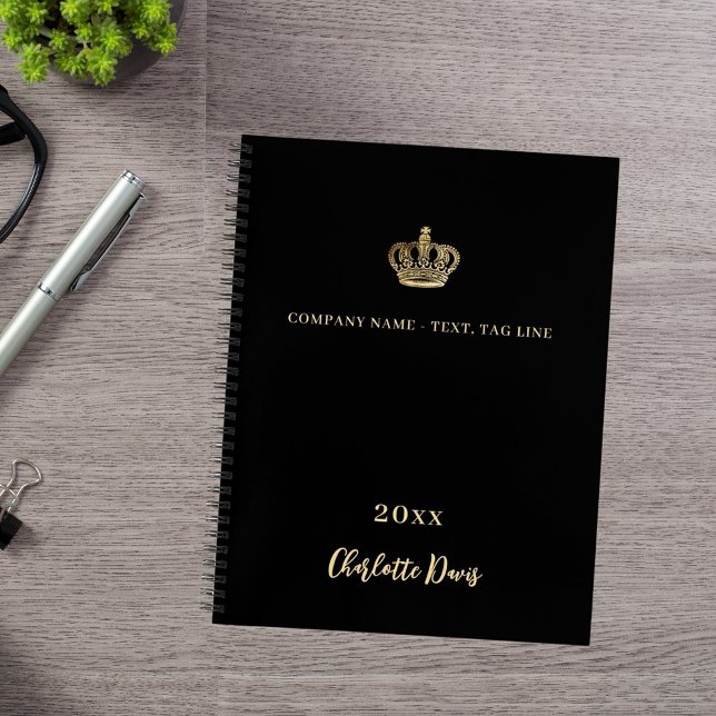 Carnet Couronne d'or noire nom année entreprise (Créateur téléchargé)