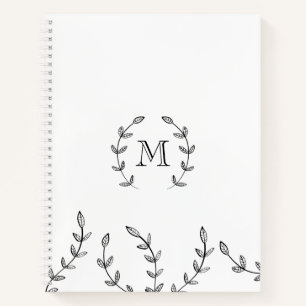 Carnet Couronne noire et blanche minimaliste - Monogramme