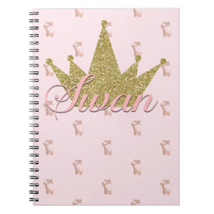 Carnet Couronne pailletée or Princesse des cygnes Glam
