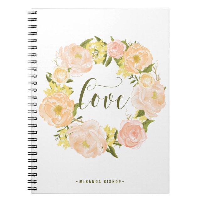 Carnet Couronne Pastel Orange Peonies | Love Lettering (Devant)