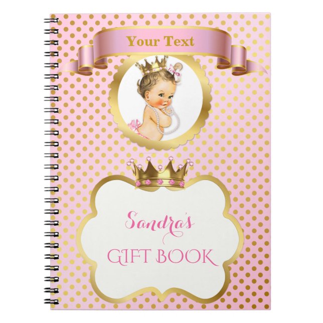 Carnet Couronne Rose en Or pour Princesse Royale Cadeau I (Devant)