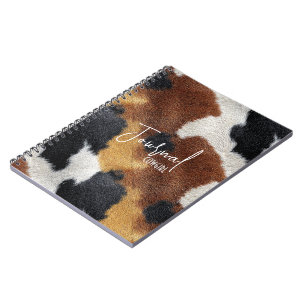 Carnet Coussin de jet à texture de cuir de vache marron n