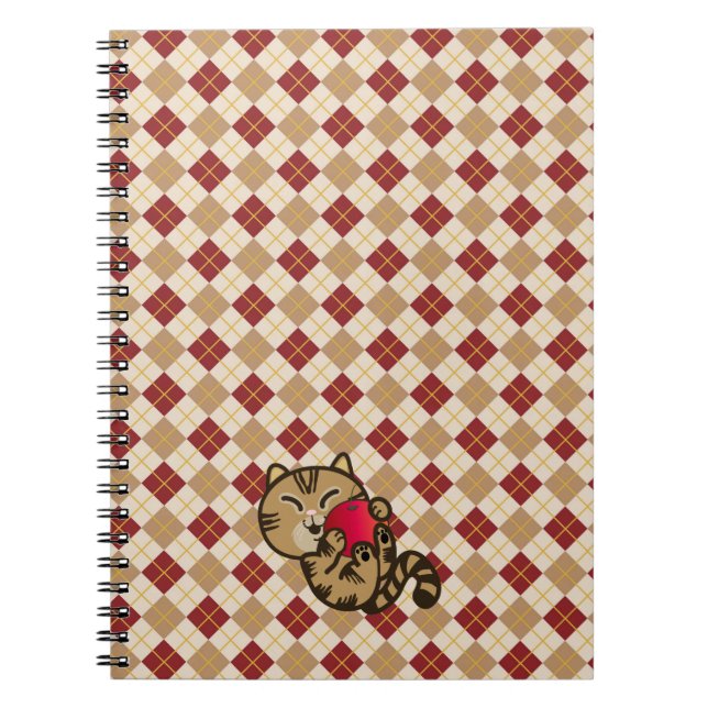 Carnet couverture bébé chat et pomme (Devant)