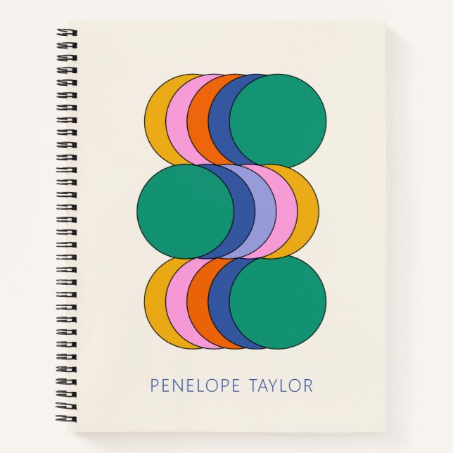 Carnet Couverture d'art géométrique rétro moderne avec no (Devant)