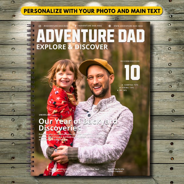 Carnet Couverture de Magazine Adventure Dad - Ajoutez vot (Créateur téléchargé)