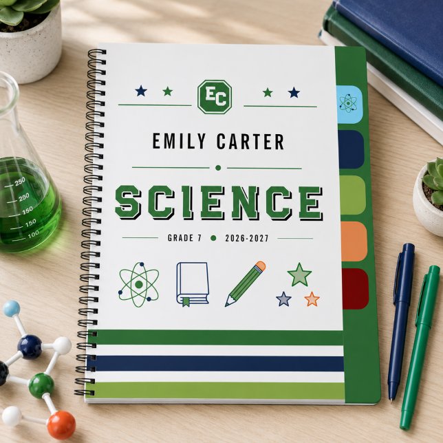 Carnet Couverture personnalisée de l'école de sciences ve (Personalized Navy Green Science School Cover Notebook
)