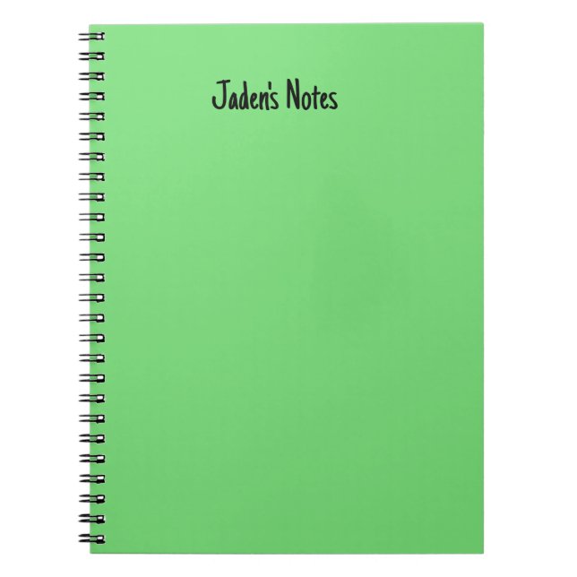 Carnet Couverture personnalisée simple vert clair écritur (Devant)