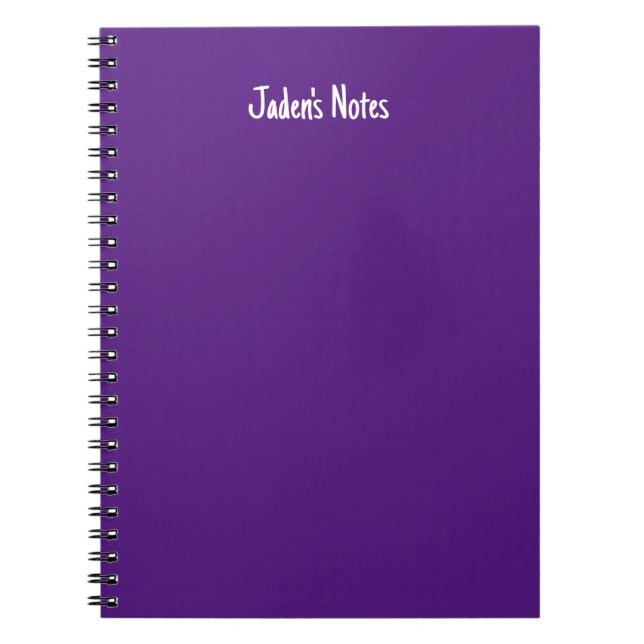 Carnet Couverture simple violette écriture nom personnali (Devant)