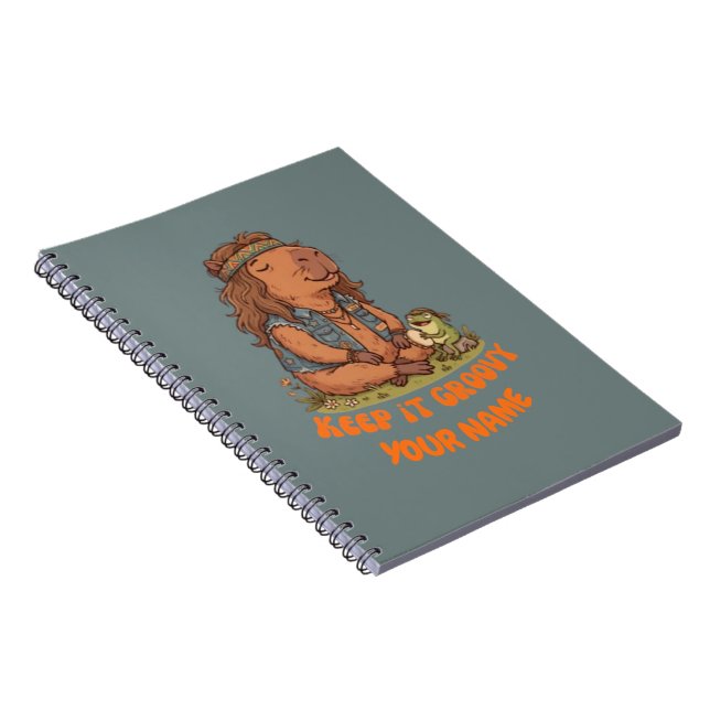 Carnet Couvre Capybara Reste Hippie Personnalisé Rétro (Côté Droit)