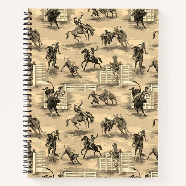Carnet Cow-boy de Rodéo Occidental Rétro Vintage (Devant)