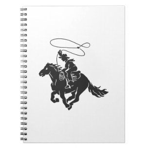 Carnet Cowboy à cheval bourré courant avec lasso