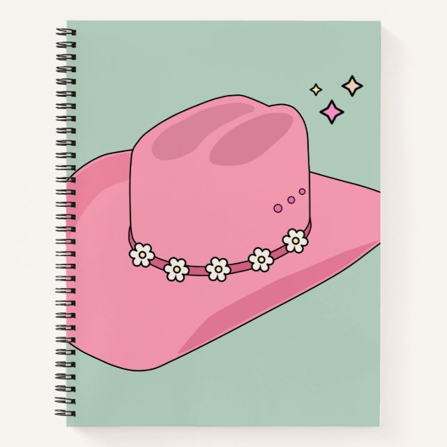 Carnet Cowboy Casquette Preppy Rose Et Vert (Devant)