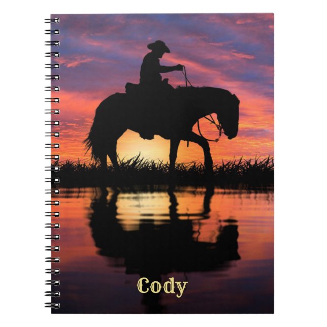 Carnet Cowboy sur Horse dans un Texas Sunset Personnalise (Devant)