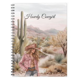 Carnet Cowgirl Blonde du désert de cactus occidental