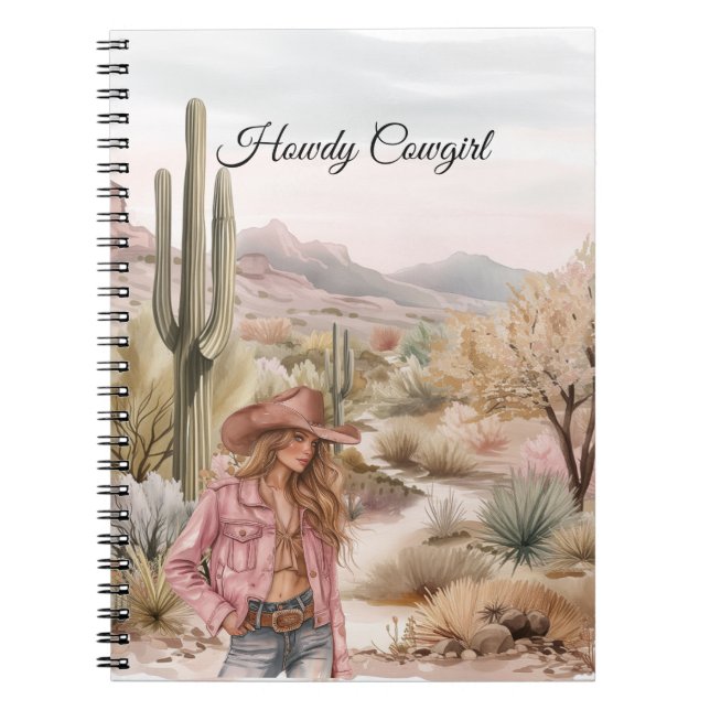 Carnet Cowgirl Blonde du désert de cactus occidental (Devant)