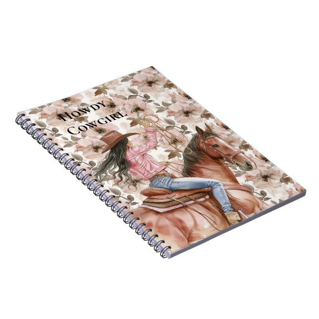 Carnet Cowgirl Cheval noir Cheval Southwestern Floral (Côté Droit)