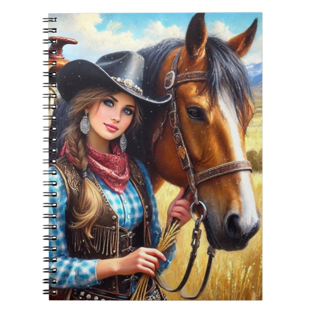 Carnet Cowgirl et cheval western  (Devant)