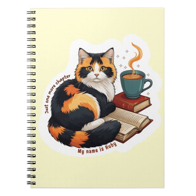 Carnet Cozy Calico Cat Personalized Spiral Notebook (Devant)