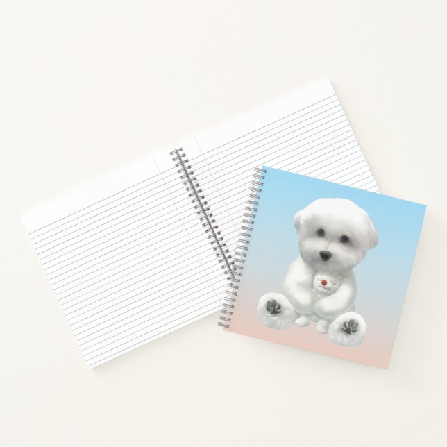 Carnet Cozy Plush Moment: Smiling Bichon Hugging Mini Pup (Intérieur)