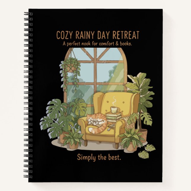 Carnet Cozy Rainy Day Retreat | Cute Cat with Books  (Devant)