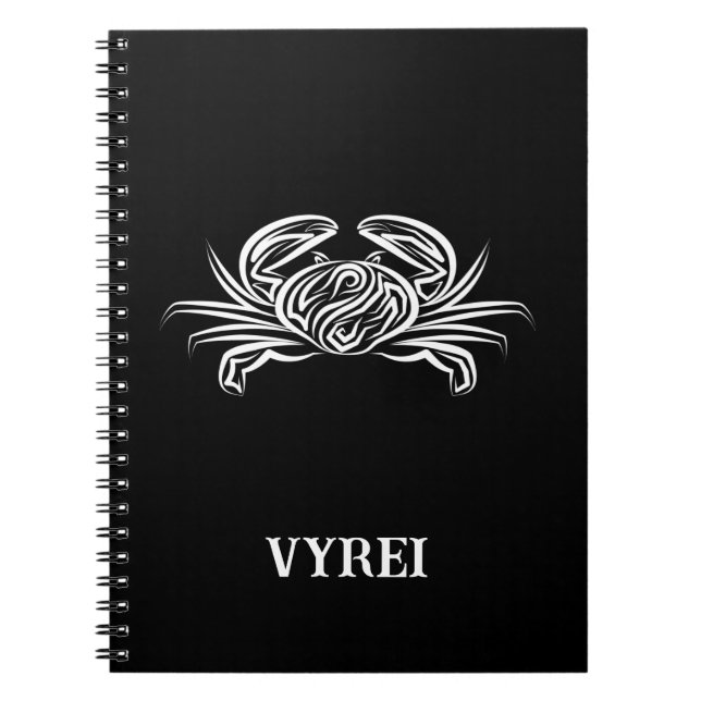 Carnet Crabe tribal noir et blanc (Devant)