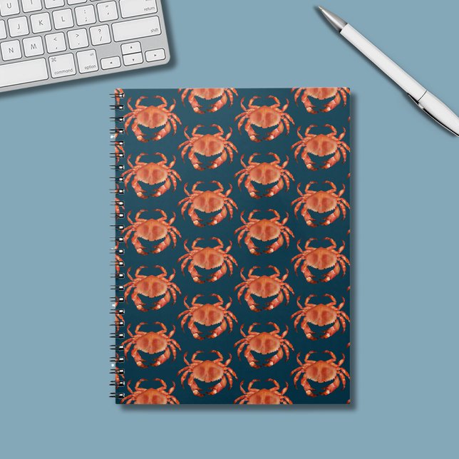Carnet Crabes Motif balnéaire (Brown crab coastal crustacean notebook)