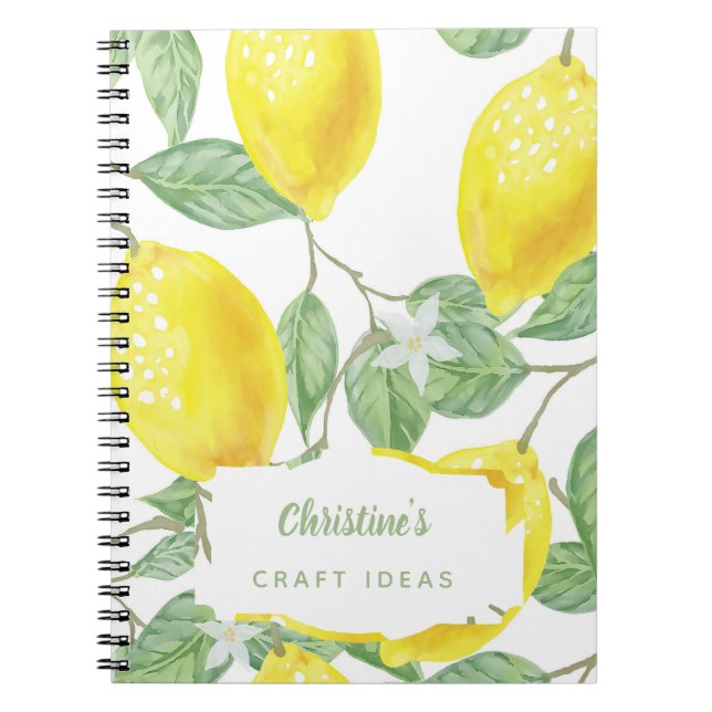 Carnet Craft ideas watercolored lemons college ruled (Devant)