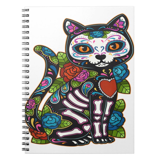 Carnet Crâne à sucre de chat Mexique Calavera Dia De Los  (Devant)