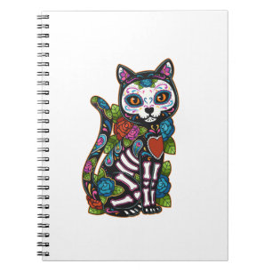 Carnet Crâne à sucre de chat Mexique Calavera Dia De Los 