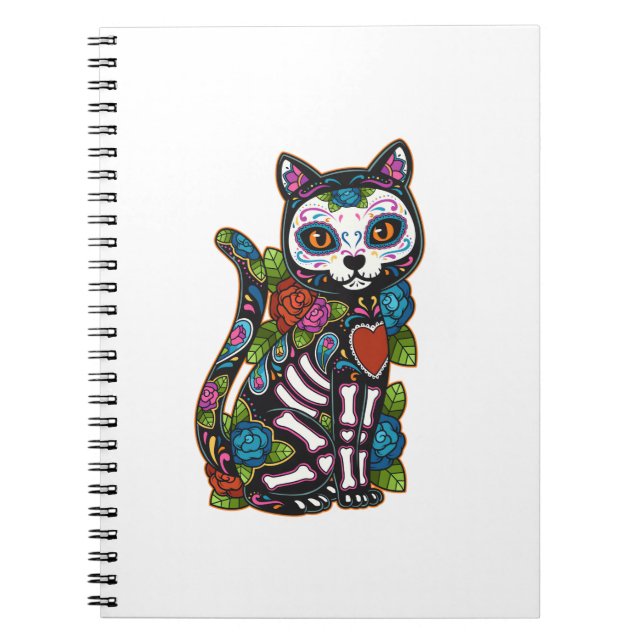 Carnet Crâne à sucre de chat Mexique Calavera Dia De Los  (Devant)