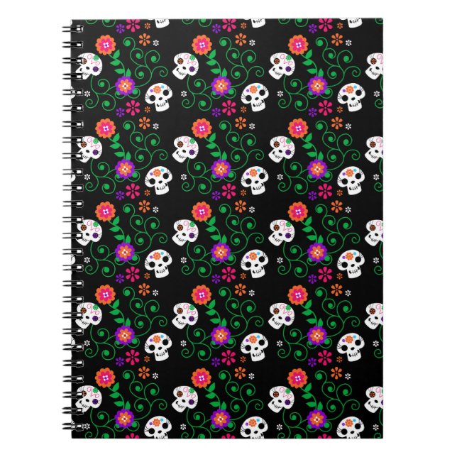 Carnet crâne à sucre noir (Devant)