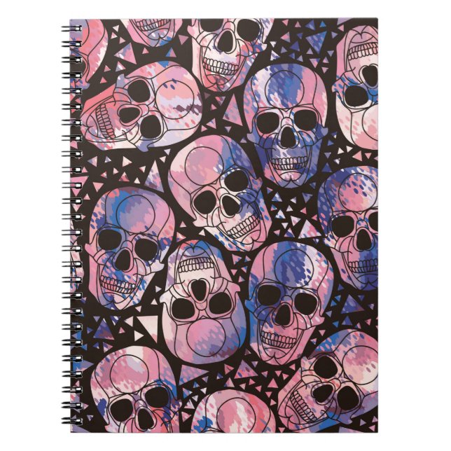 Carnet Crâne avec ornement polygonal. Halloween. Inséable (Devant)