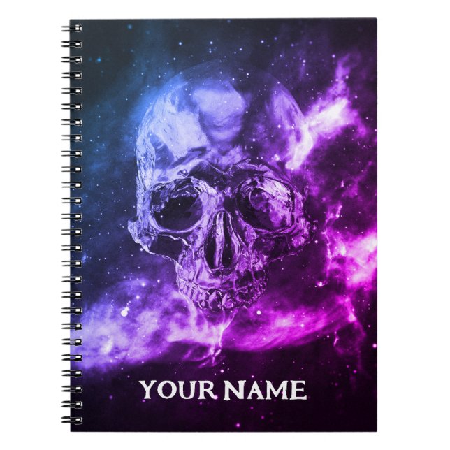 Carnet Crâne coloré cool. Votre Nom (Devant)