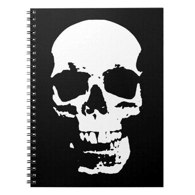 Carnet Crâne d'art pop noir et blanc Stylé Cool (Devant)