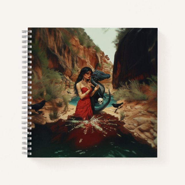 Carnet Crâne de dragon Abstrait Occulte Cuisine foncée AI (Devant)