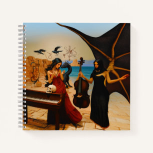 Carnet Crâne de dragon Abstrait Occulte Cuisine foncée AI