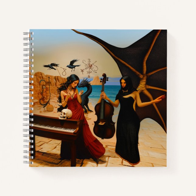 Carnet Crâne de dragon Abstrait Occulte Cuisine foncée AI (Devant)
