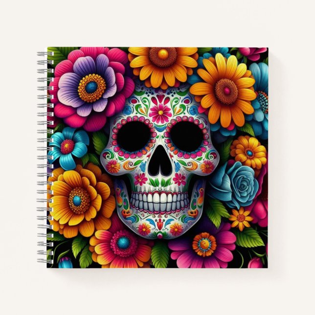Carnet crâne de fleurs ! (Devant)