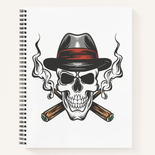 Carnet Crâne de gangster avec chapeau fedora (Devant)