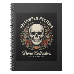 Carnet Crâne de Halloween Fleurie Os Collecteur Design_1