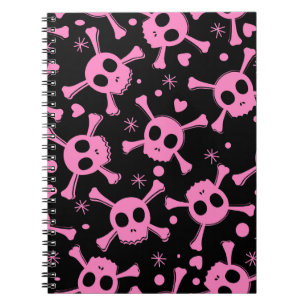 Carnet Crâne de Pirate : Motif Cœurs Féminins