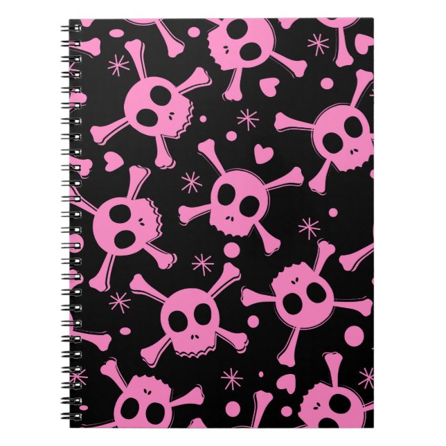 Carnet Crâne de Pirate : Motif Cœurs Féminins (Devant)