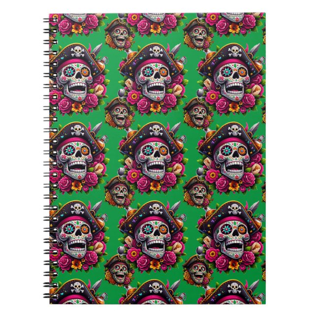 Carnet Crâne de sucre - Crâne de jument de pirate (vert) (Devant)