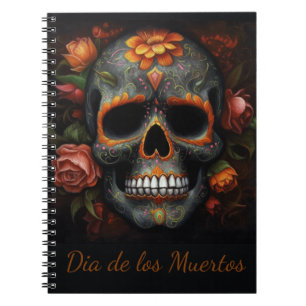 Carnet Crâne de sucre floral Dia de los Muertos Calavera