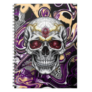 Carnet Crâne de sucre noir, violet et or
