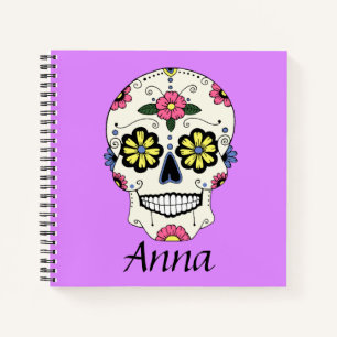 Carnet Crâne de sucre pourpre Mini portable personnalis