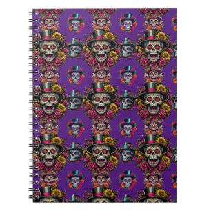 Carnet Crâne de sucre - Top Chapeau Fiesta florale (viole