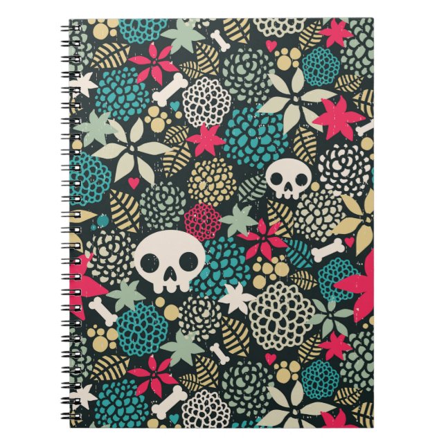 Carnet Crâne en fleurs (Devant)